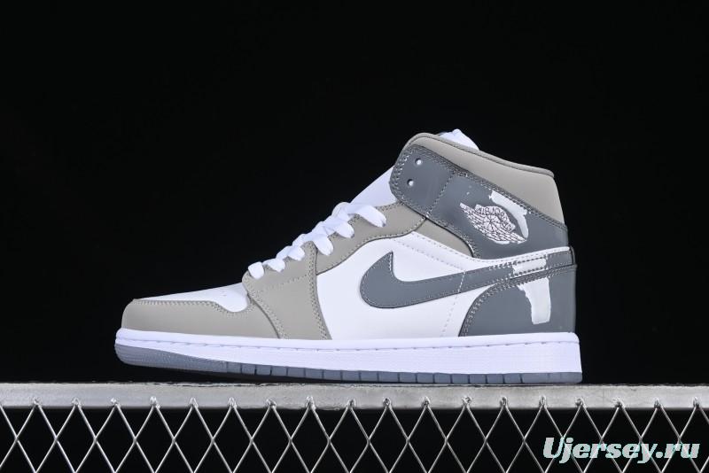Nike Air Jordan 1 Mid AJ1 White Grey Mid Top Casual Sneakers - HF3193-100