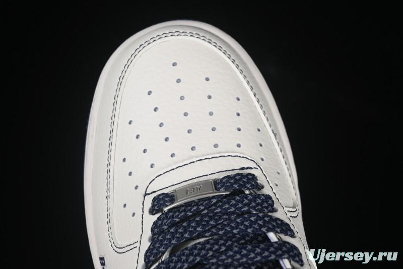 Nike Air Force 1 '07 Low Bape Collaboration Off-White Navy Blue Casual Sneakers - HH7518-066
