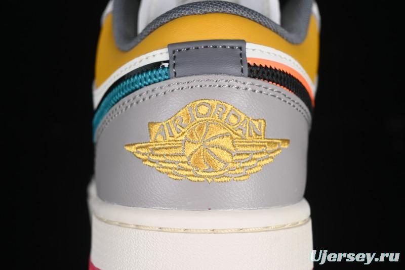 Nike Air Jordan 1 Low AJ1 Mismatched Swoosh Casual Sneakers - HV4511-133