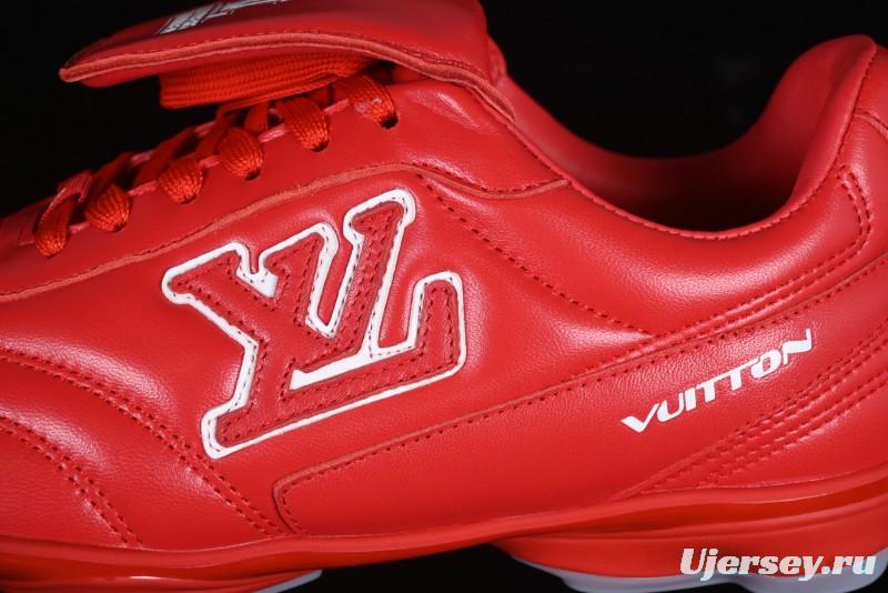Louis Vuitton Footprint Soccer Low-Top Lifestyle Sneakers Round Toe Lace-Up Casual Shoes Red - AJF6