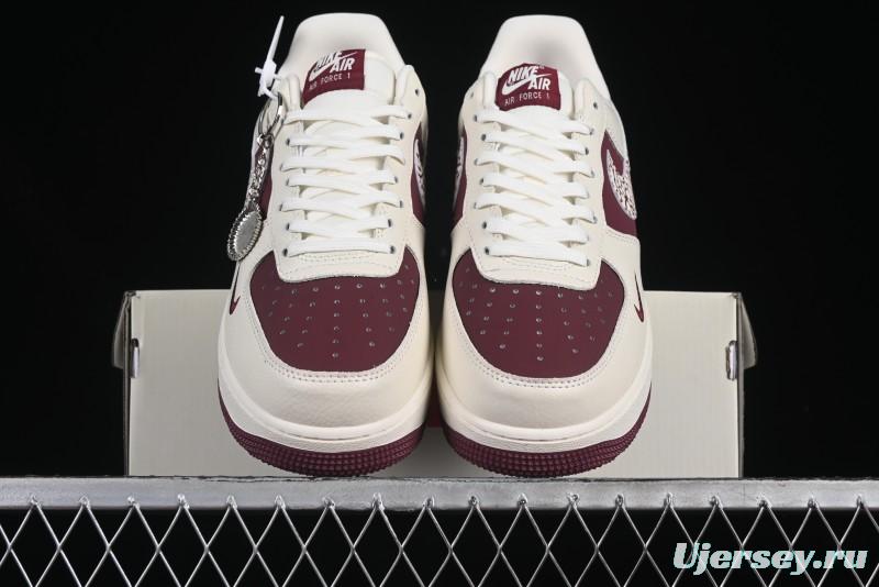 Nike Air Force 1'07 Low Supreme Collaboration Rice Wine Red Casual Sneakers - KK1988-070