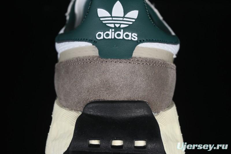 Adidas Retro-Inspired Sneakers - White, Grey & Green with Boost Sole