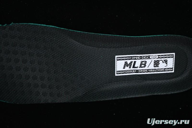 NY Yankees Black Leather Sneakers – Bold Orange Logo Edition