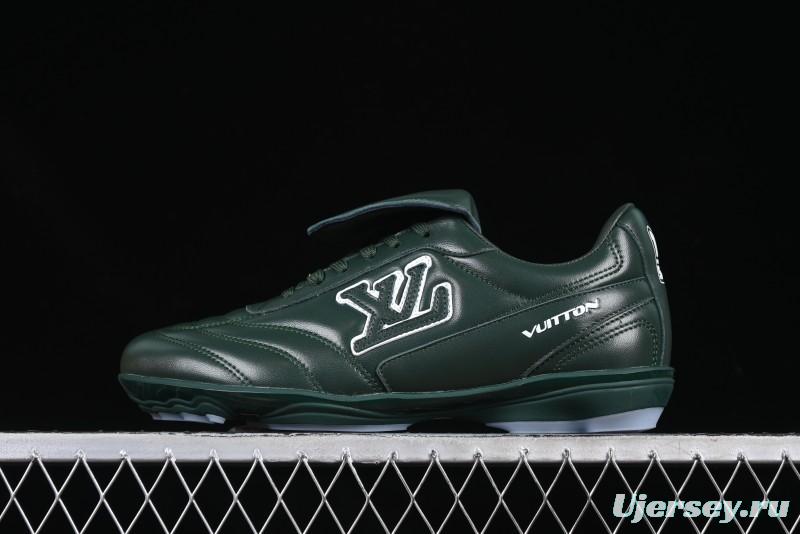 Louis Vuitton Footprint Soccer 2025 Spring Summer Collection Round Toe Lace-Up Low Top Lifestyle Casual Shoes - D.GREEN
