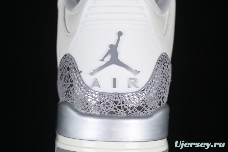 Nike Air Jordan 3 Retro Sneakers Sail Metallic Silver with Elephant Print Accents - CK9246-100