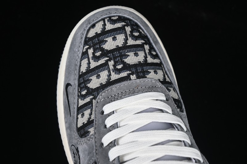 Nike Air Force 1'07 Low Dior Collaboration Grey Knit Skeleton Low-Top Casual Sneakers - KK1988-056