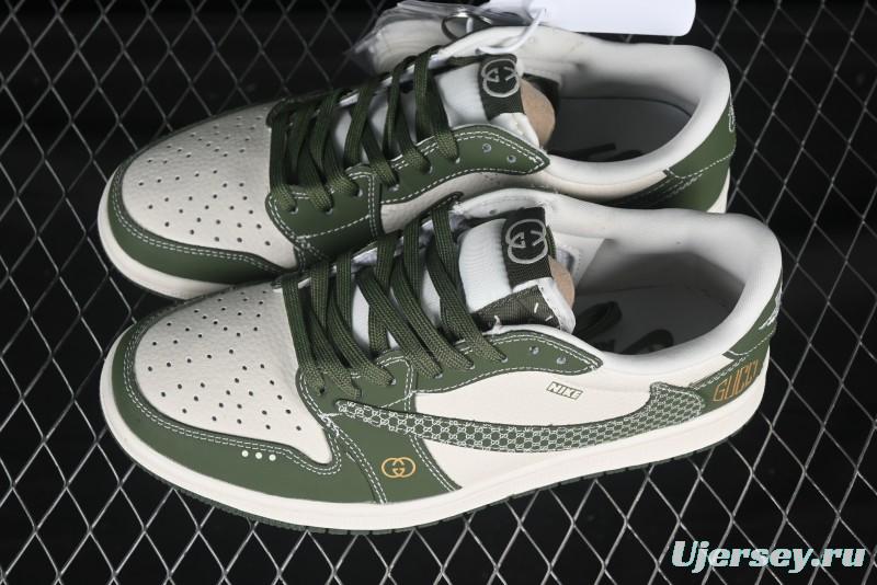 Nike Air Jordan 1 Low OG SP Travis Scott x Fragment Design Retro Green Casual Sneakers - LD2025-002