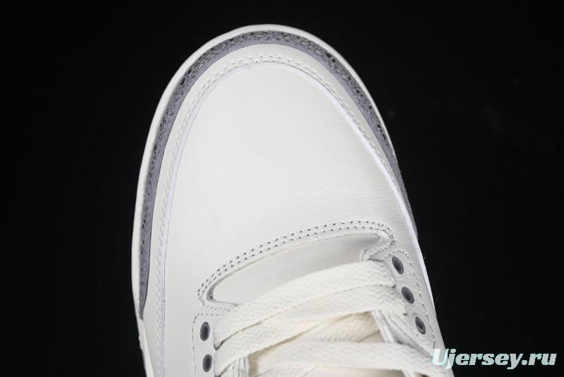 Nike Air Jordan 3 Retro Sneakers Sail Metallic Silver with Elephant Print Accents - CK9246-100