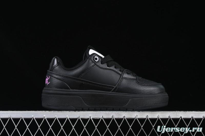 NY Yankees Black Leather Sneakers with Bold Pink Logo