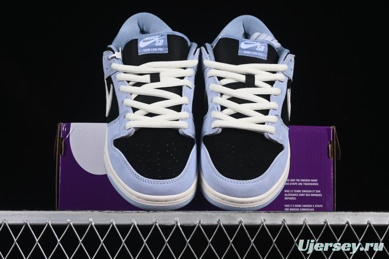 Nike SB Dunk Low Aluminum Skateboarding Shoes with Black Blue White Swoosh - HF3063-400