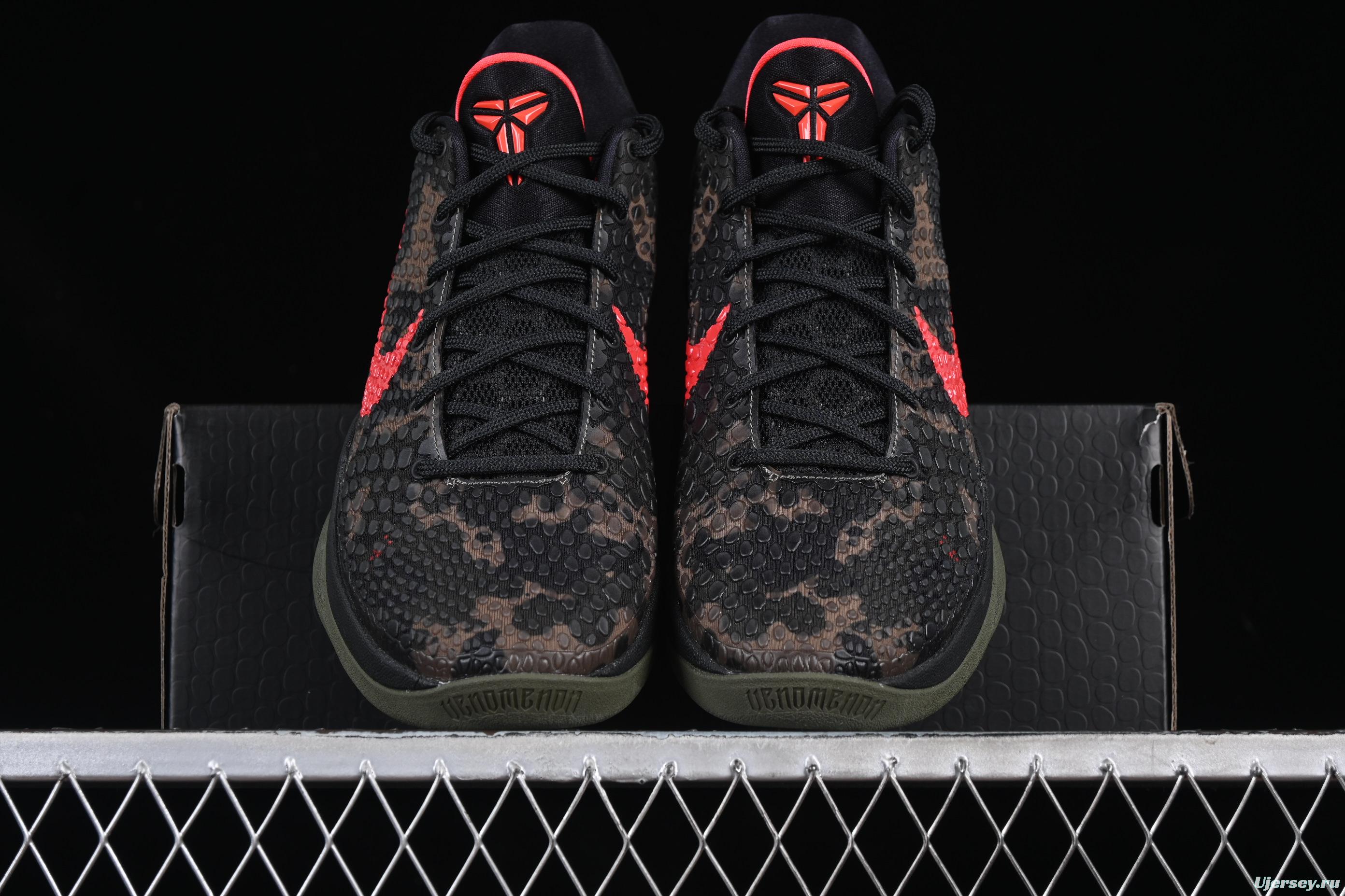 Nike Kobe 6 Protro "Reverse Grinch" Basketball Shoes - Black/Red Camo