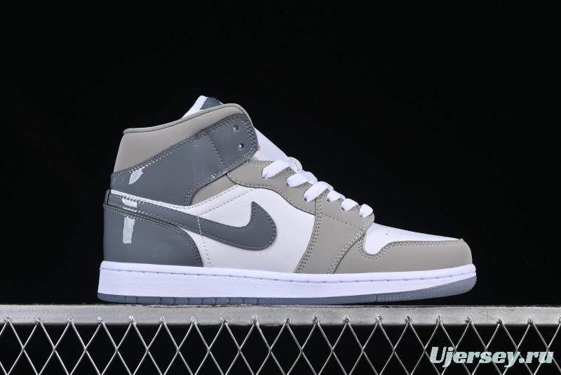 Nike Air Jordan 1 Mid AJ1 White Grey Mid Top Casual Sneakers - HF3193-100