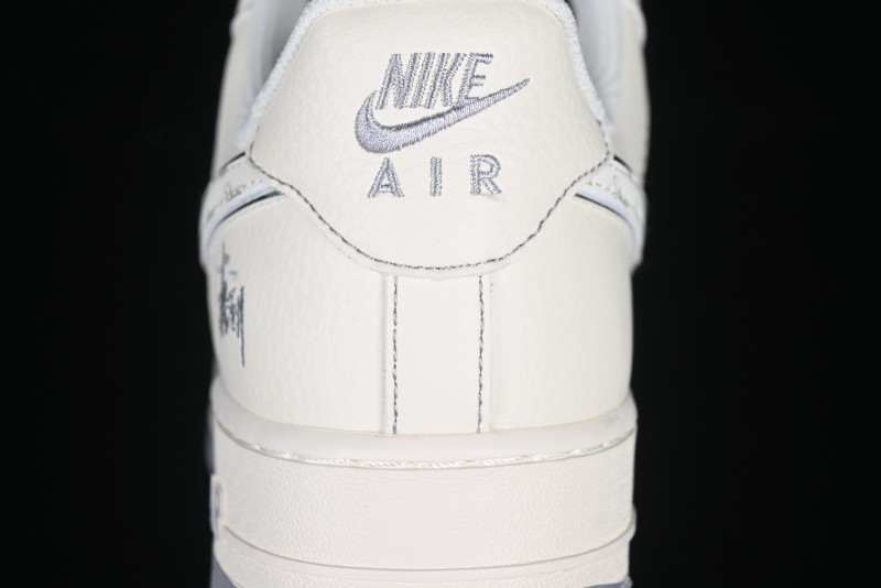 Nike Air Force 1 '07 Low Stussy Collaboration Grey Swoosh Casual Sneakers - HH7518-041
