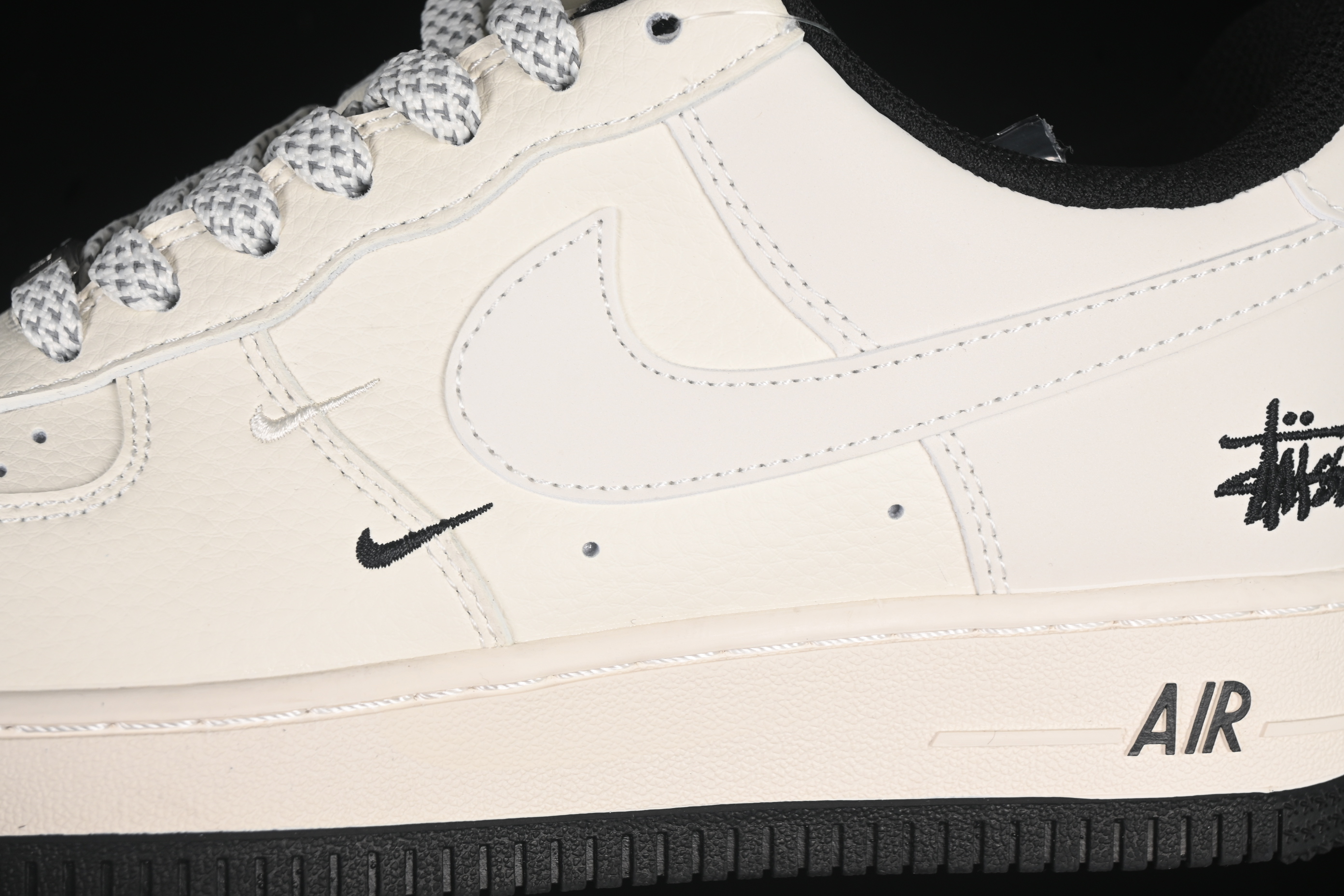 Nike Air Force 1 '07 Low Stussy Collaboration Small Double Swoosh Black Sole Low-Top Casual Sneakers - XZ6188-713