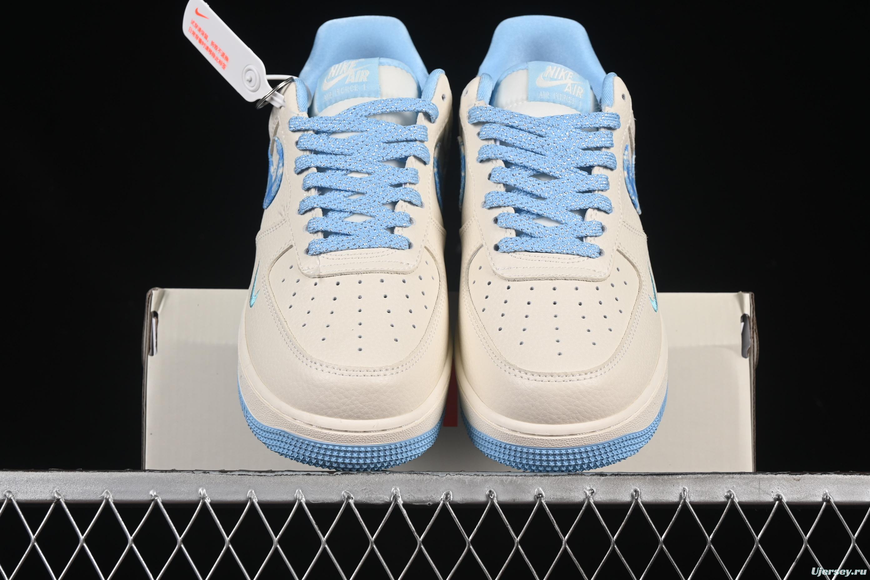 Nike Air Force 1'07 Low Dior Collaboration Beige Blue Checkered Casual Sneakers - KK1988-072