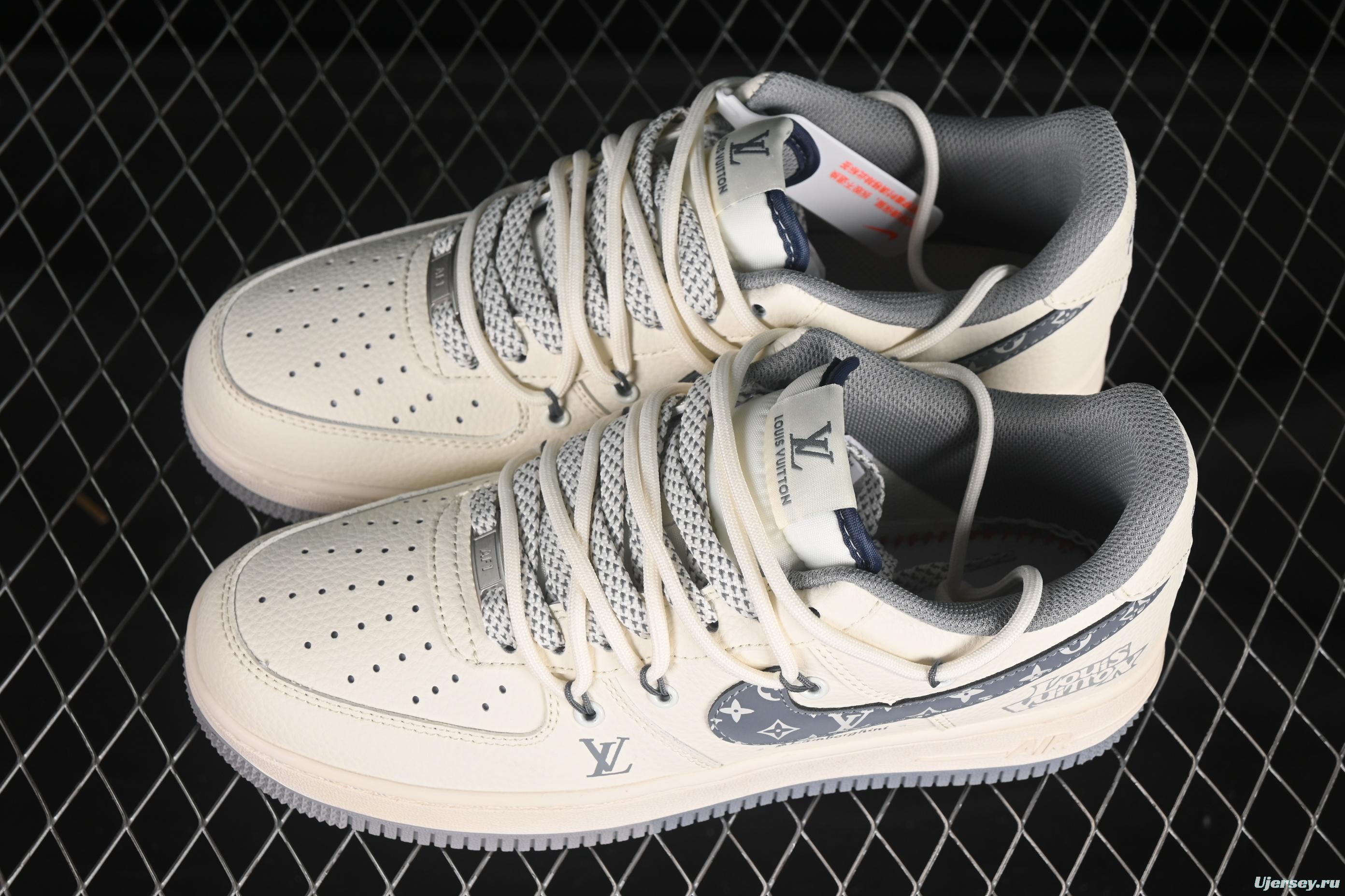 Nike Air Force 1'07 Low LV Collaboration Grey Pattern Drawstring Casual Sneakers - DM6868-065