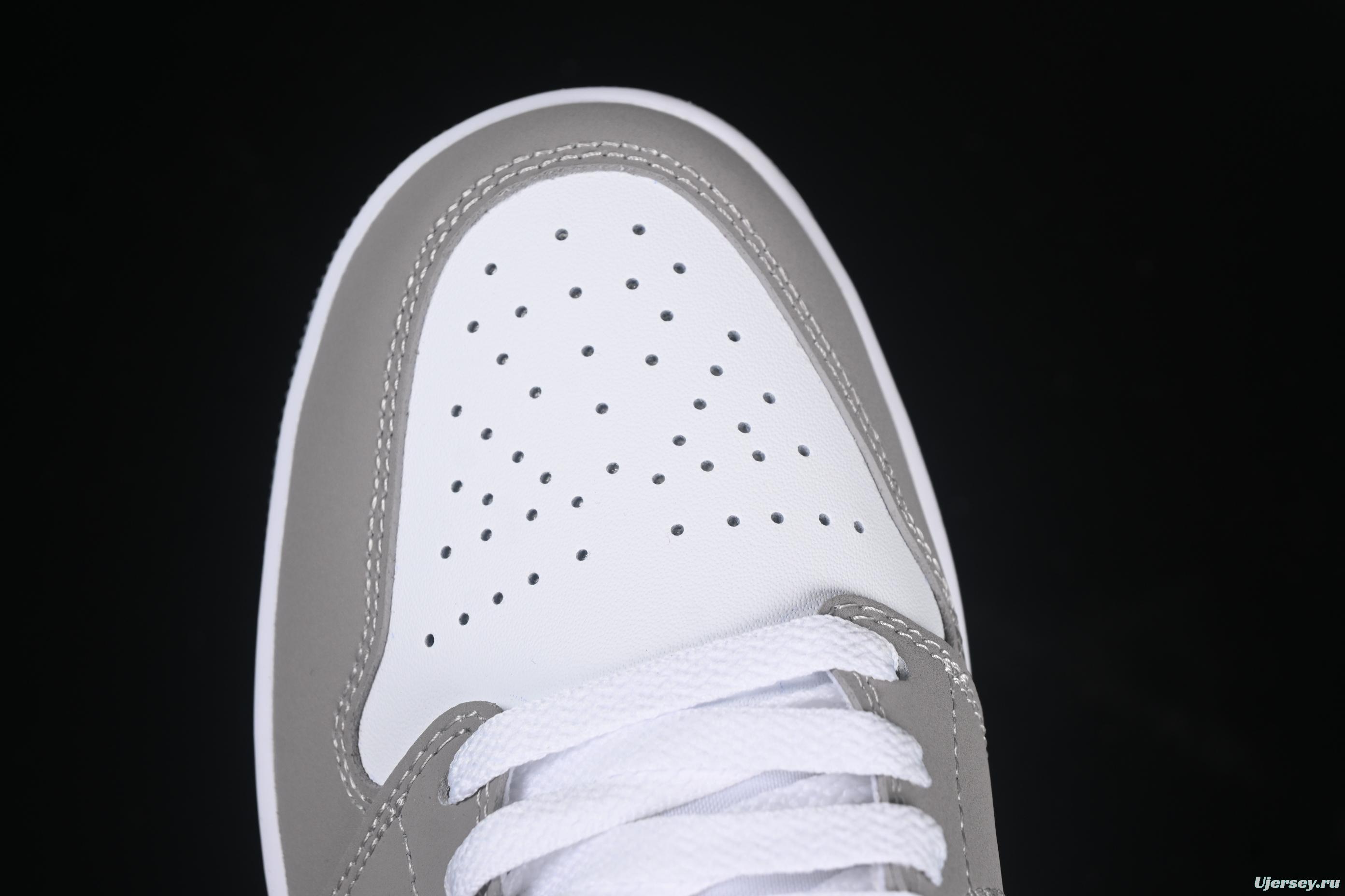 Nike Air Jordan 1 Mid Basketball Shoes in White Grey Patent Leather - HF3216-100