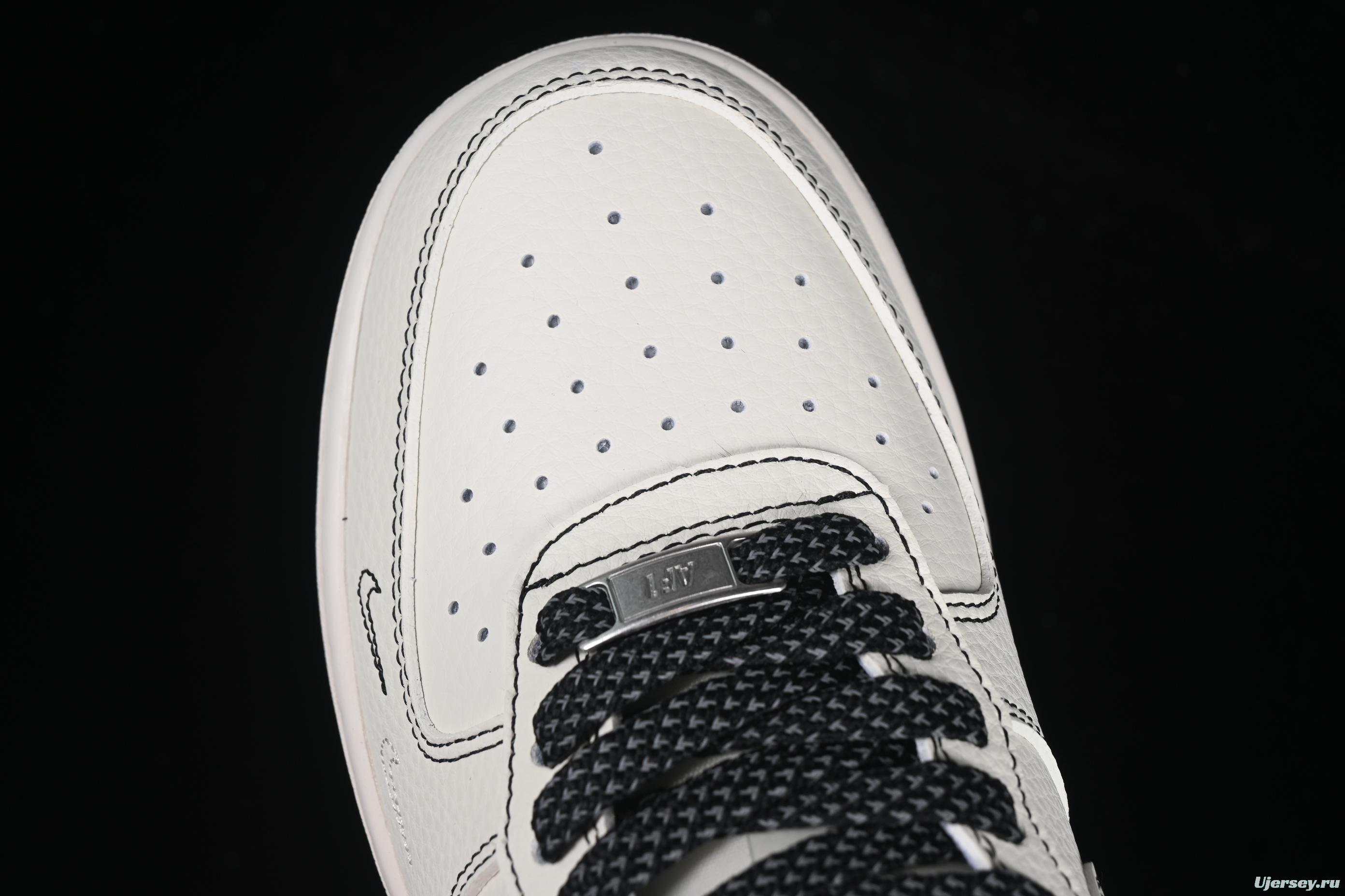 Nike Air Force 1 '07 Low Stussy Collaboration Black Swoosh Casual Sneakers - HH7518-062