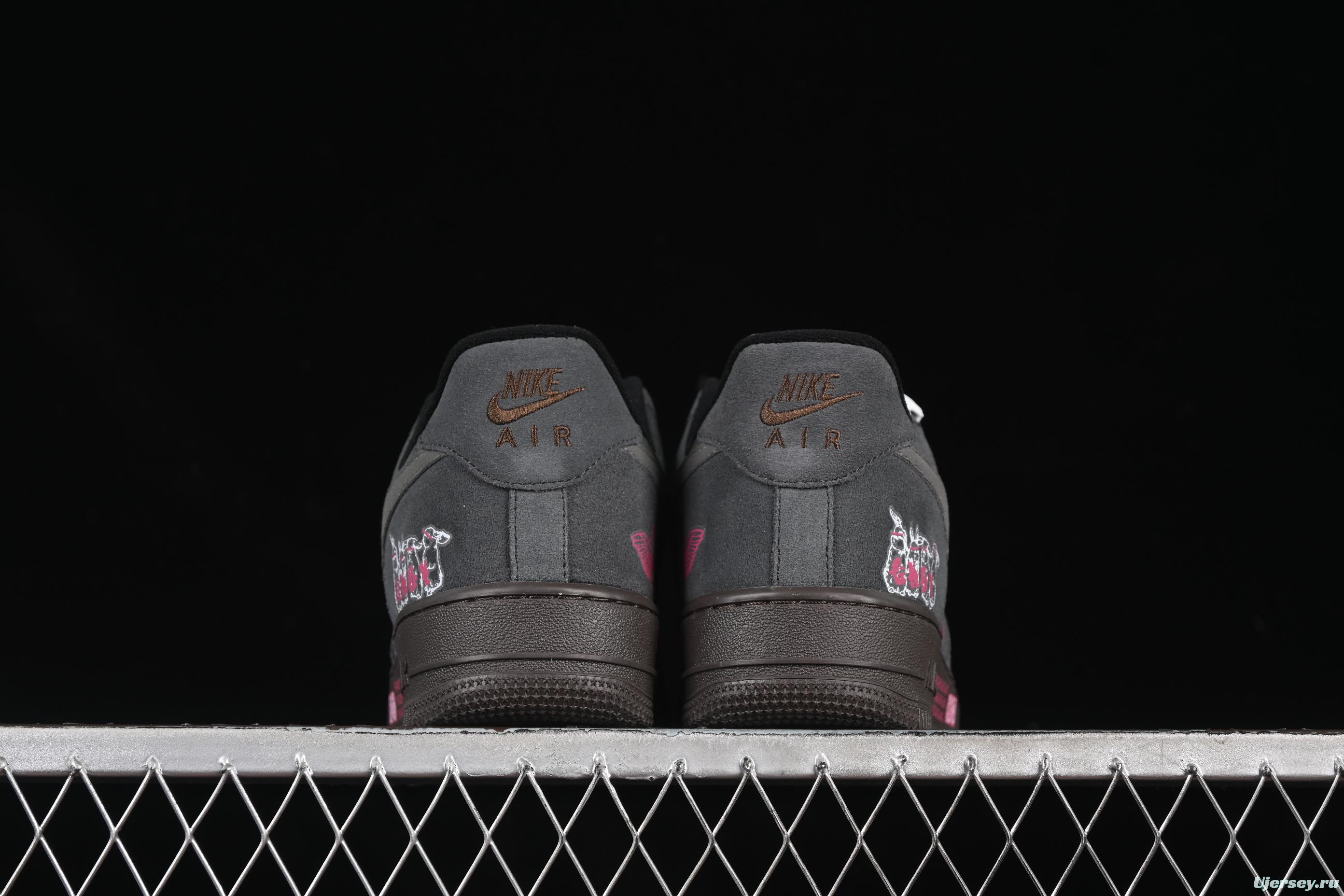 Nike Air Force 1'07 Low "Black Pink" Limited Edition Sneakers with Heart Design - DO6730-010