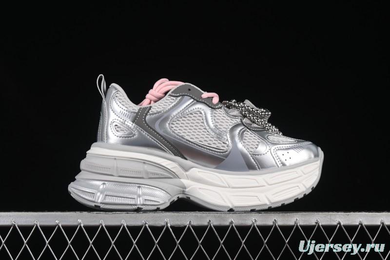 GG-CC Thick Sole Casual Running Shoes with Fashionable Design - G25S2507 Silver