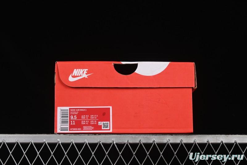 Nike Air Max 1 Retro Running Shoes with Half-Sole Air Cushion - 875855-001