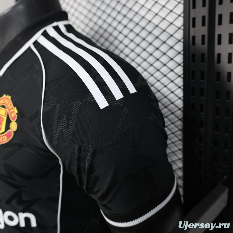 Player Version 25/26 Manchester United Black with Snapdragon Logo Design Jersey