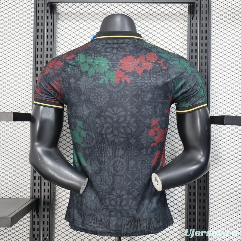 Player Version 2025 Mexico Black with Floral Pattern Design Jersey