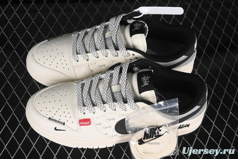 Nike SB Dunk Low Stussy Collaboration 3D Black Swoosh Anniversary Custom Low-Top Casual Skate Shoes - XS6089-537