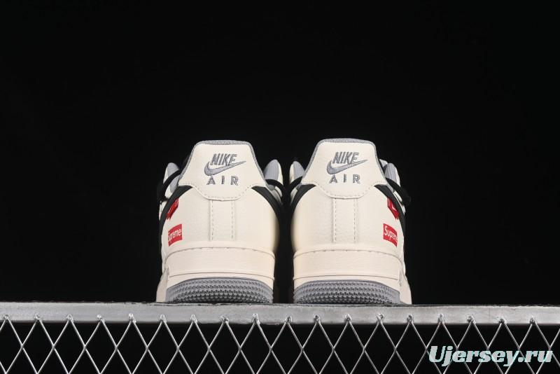 Nike Air Force 1 '07 Low Supreme Collaboration Dual-Tone Grey Black Drawstring Casual Sneakers - DM6868-069