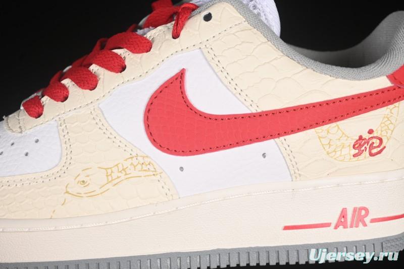 Nike Air Force 1'07 Low Snake Year Themed Casual Sneakers with Full-Length Air Cushion - DX2678-100