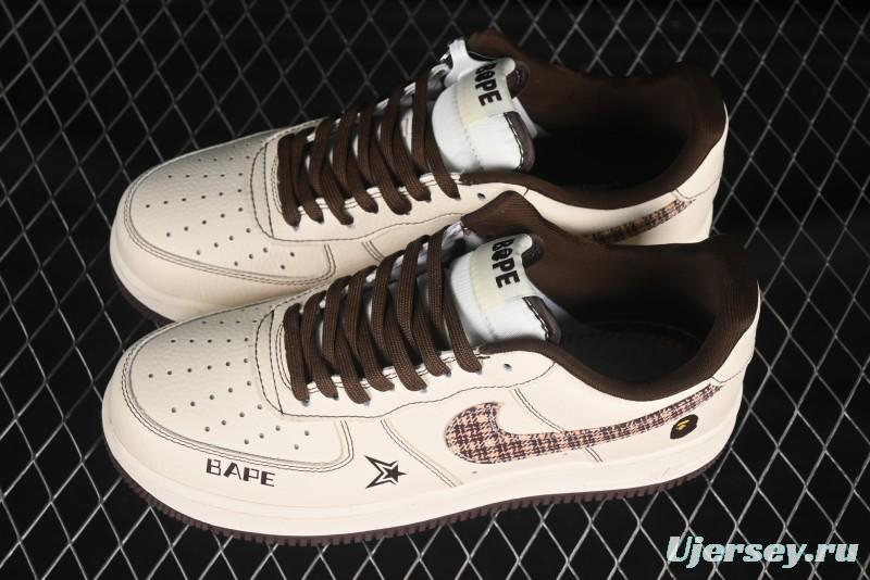 Nike Air Force 1 '07 Low Bape Collaboration Beige Camo Casual Sneakers - DF0188-052