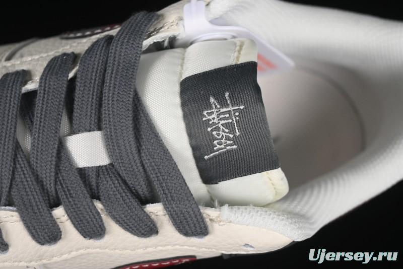 Nike Air Force 1 '07 Low Stussy Collaboration Render Red Swoosh Casual Sneakers - XS1958-573