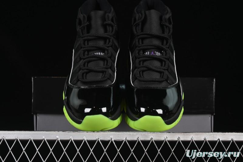 Nike Air Jordan 11 Retro CT8012-003 Basketball Shoes in Black & Guacamole Green