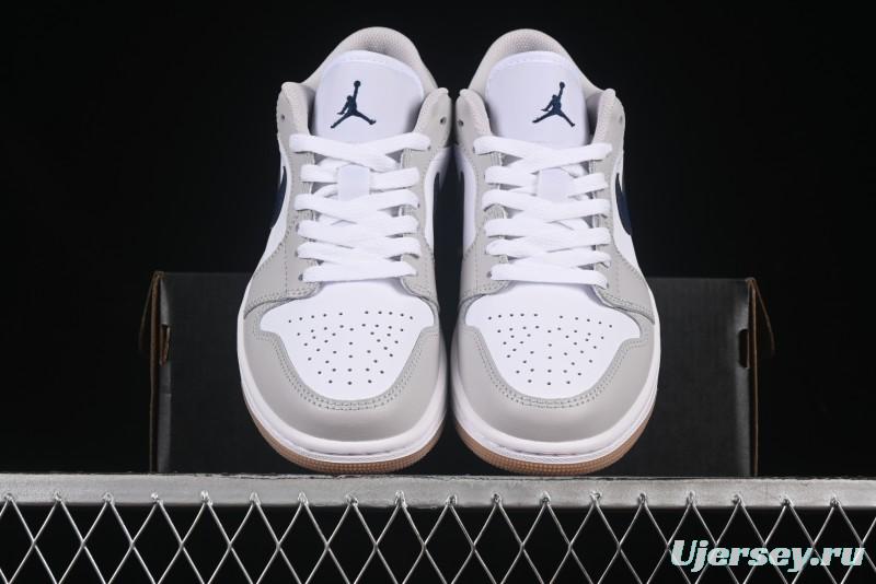 Nike Air Jordan 1 Low AJ1 Casual Sneakers with Blue Swoosh - 553558-146