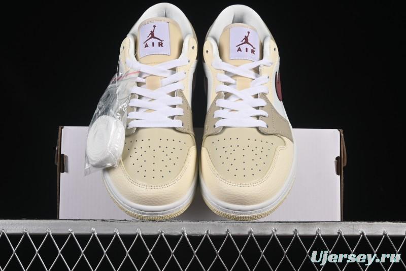 Nike Air Jordan 1 Low AJ1 Cream White Low-Top Casual Sneakers - HV6530-100