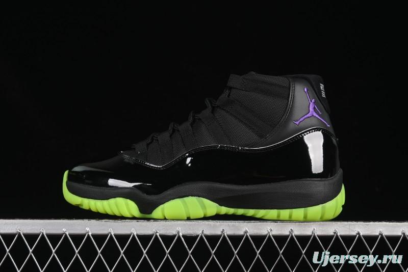Nike Air Jordan 11 Retro CT8012-003 Basketball Shoes in Black & Guacamole Green