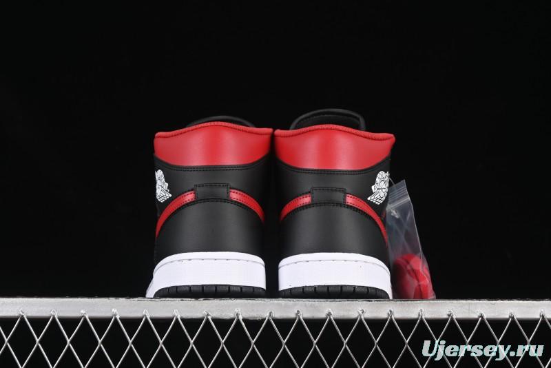 Nike Air Jordan 1 Mid AJ1 Black Red Mid-Top Casual Sneakers - DQ8426-067