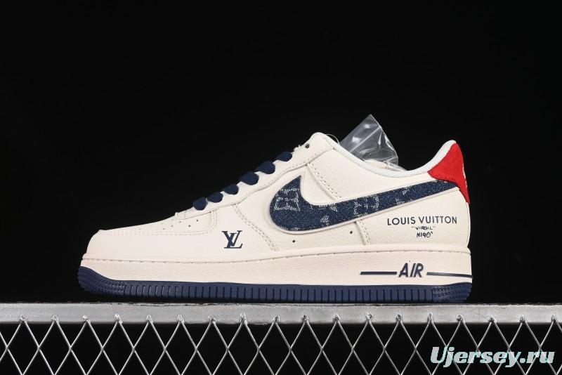 Nike Air Force 1'07 Low LV Collaboration Blue Denim Swoosh Casual Sneakers - XX3168-128