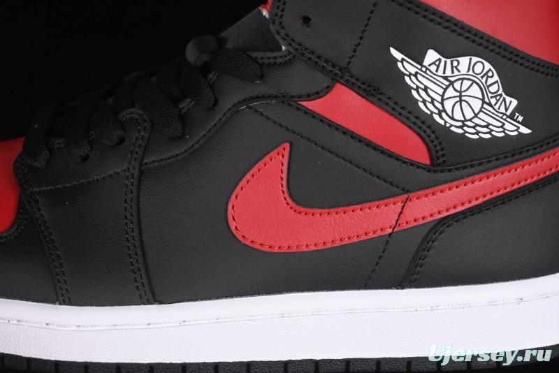 Nike Air Jordan 1 Mid AJ1 Black Red Mid-Top Casual Sneakers - DQ8426-067