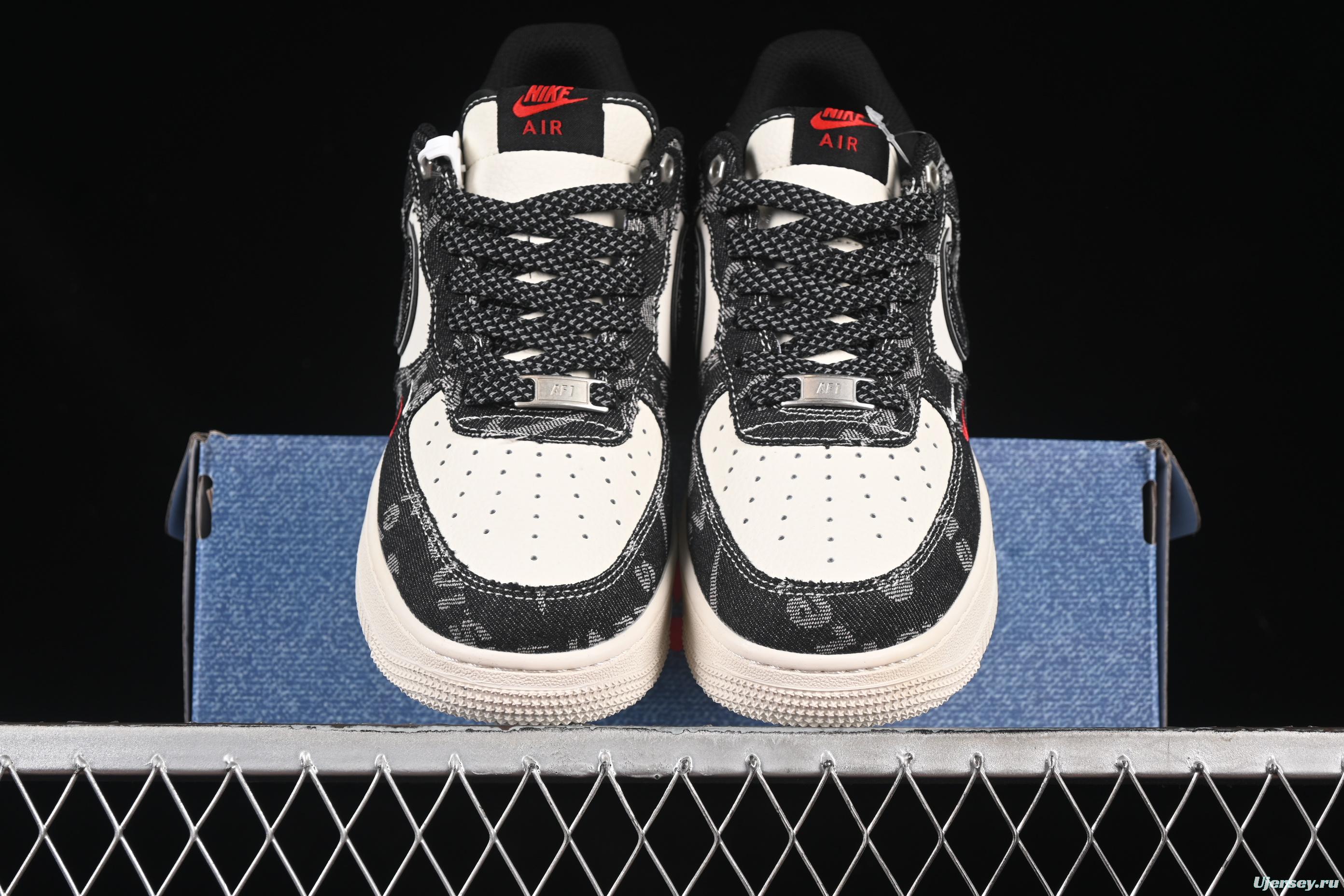 Nike Air Force 1 '07 Low Levi's Collaboration Dual-Tone Black Denim Casual Sneakers - YX5066-312