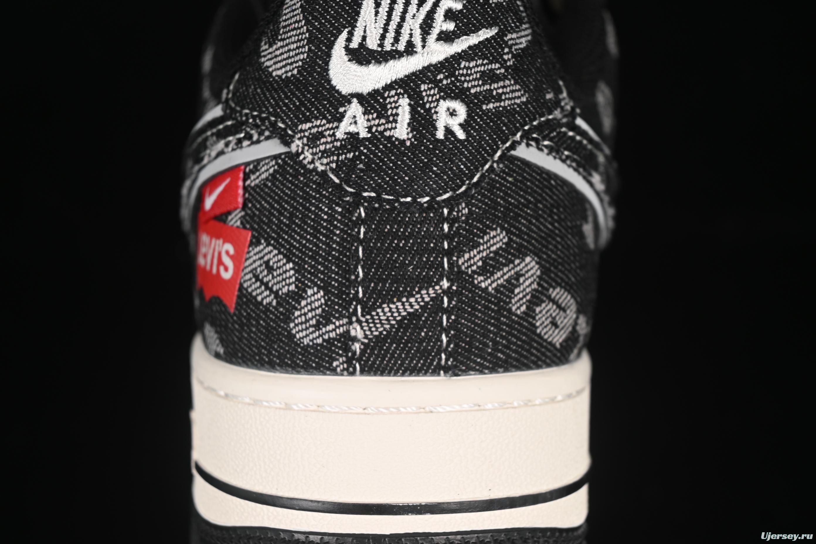 Nike Air Force 1 '07 Low Levi's Collaboration Dual-Tone Black Denim Casual Sneakers - YX5066-312