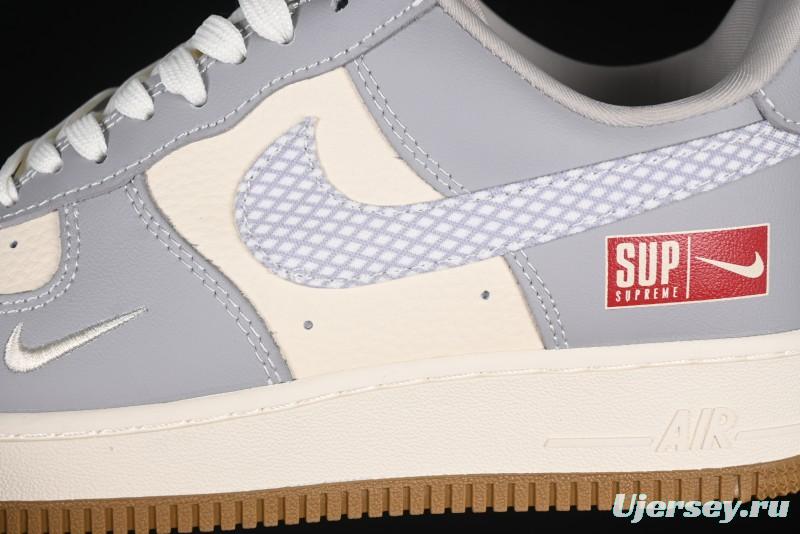 Nike Air Force 1 '07 Low Supreme Collaboration Light Grey Gum Casual Sneakers - KK1988-075