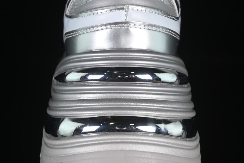 GG-CC Chunky Low Casual Fashion Sneakers with Thick Sole and Height Increasing Design - 2607 Silver