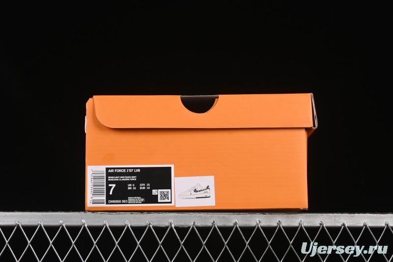 Nike Air Force 1 '07 Low LV Collaboration Two-Tone Grey Pattern Lace-Up Casual Sneakers - DM6868-063