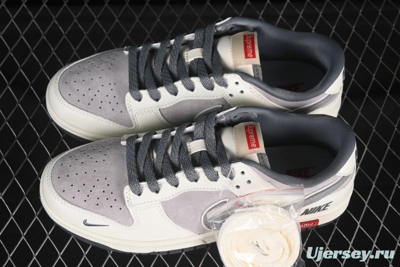 Nike SB Dunk Low Supreme Collaboration Triple Swoosh Cream Grey Low-Top Casual Skate Shoes - SC9207-408