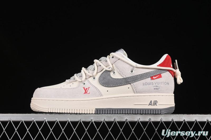 Nike Air Force 1 '07 Low LV Collaboration Two-Tone Red Heel Drawstring Casual Sneakers - DM6868-084