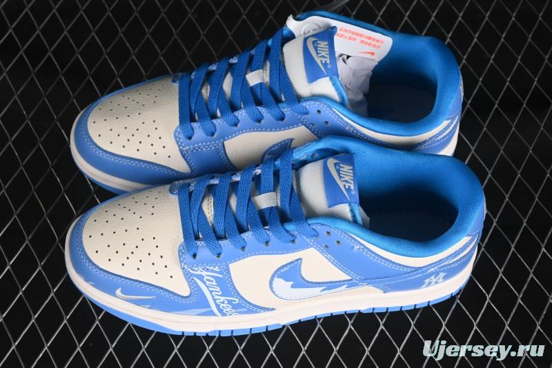Nike SB Dunk Low MLB Blue White Blue Swoosh Anniversary Custom Low-Top Casual Skate Shoes - KK1333-036