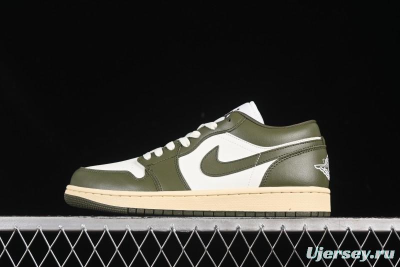 Nike Air Jordan 1 Low AJ1 Military Green White Casual Lifestyle Sneakers - DC0774-122