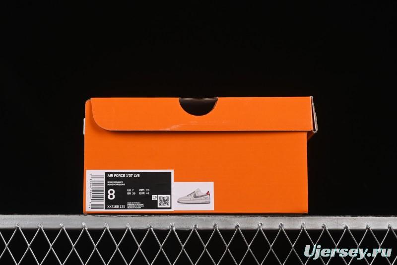 Nike Air Force 1 '07 Low LV Collaboration Grey Denim Swoosh Casual Sneakers - XX3168-135