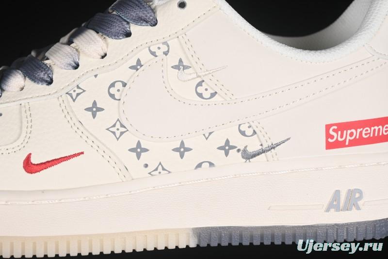 Nike Air Force 1 '07 Low Supreme Collaboration Dual-Tone Grey Print Casual Sneakers - HH7518-077